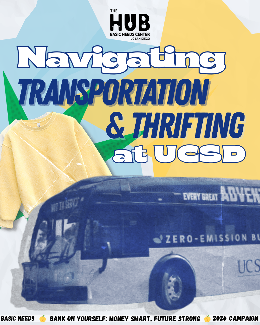 title slide of guide to thrifting and transporation in San Diego